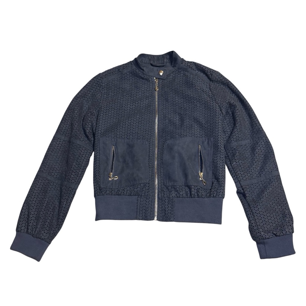 Kenneth Cole New York Blue Textured Jacket Zip Up XS
